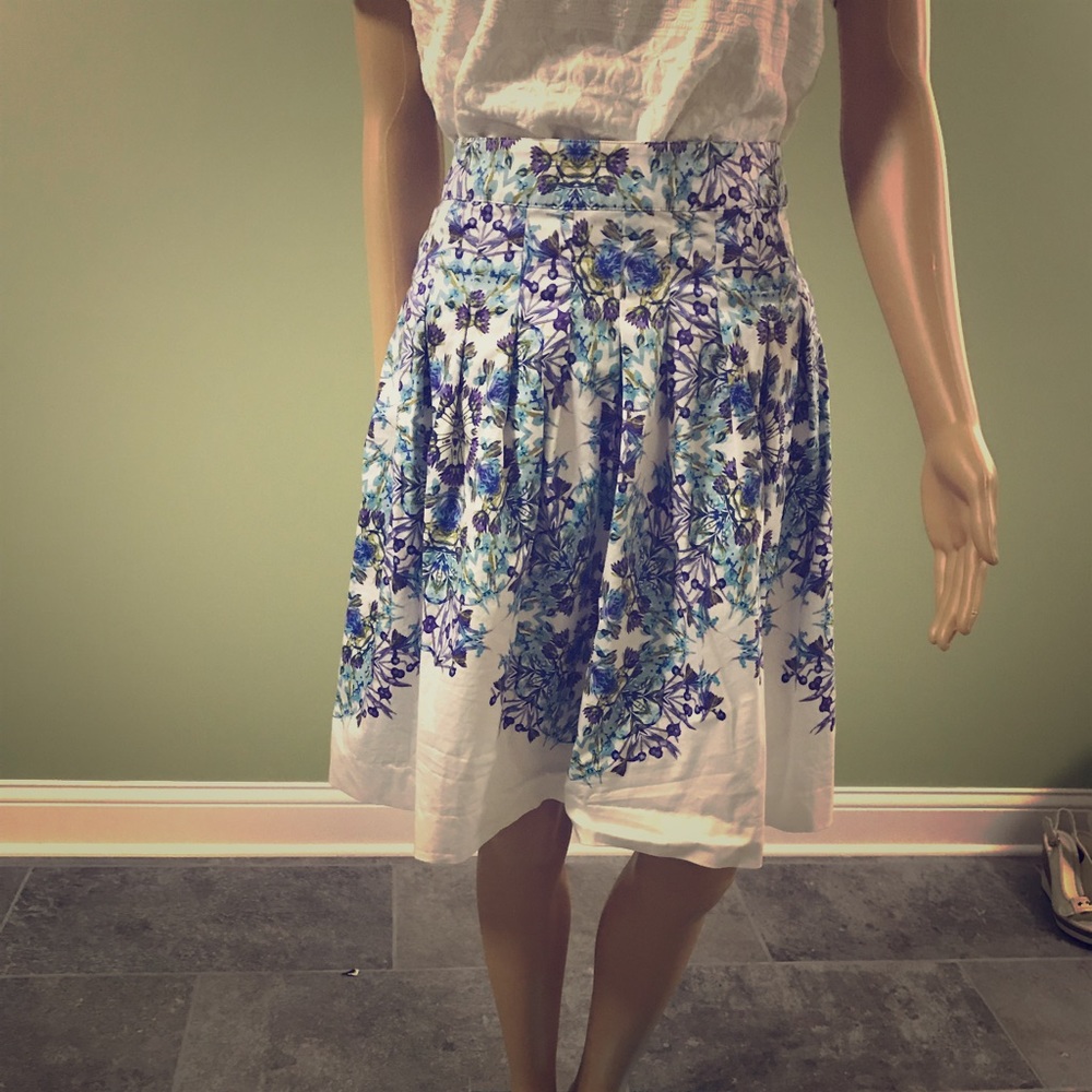 Talbots Green skirt flower print